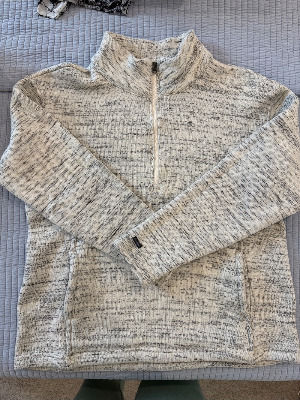 Columbia Cream Heathered Quarter-Zip Sweater